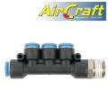 PU HOSE FITTING MANIFOLD 4 X 10MM PORT X 1/2'M